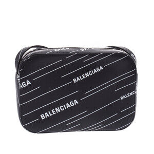 BALENCIAGA Camera Bag Black White Calfskin Shoulder